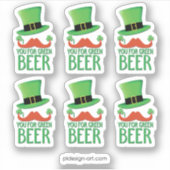 Ginger Mustache je voor groen bier met klaver Sticker (Voorkant)