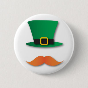 Ginger Mustache Leprechaun Cute St. Patrick's Day Ronde Button 5,7 Cm