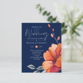 Ginger Navy Autumn Fall Wedding Invitation BUDGET (Staand voorkant)