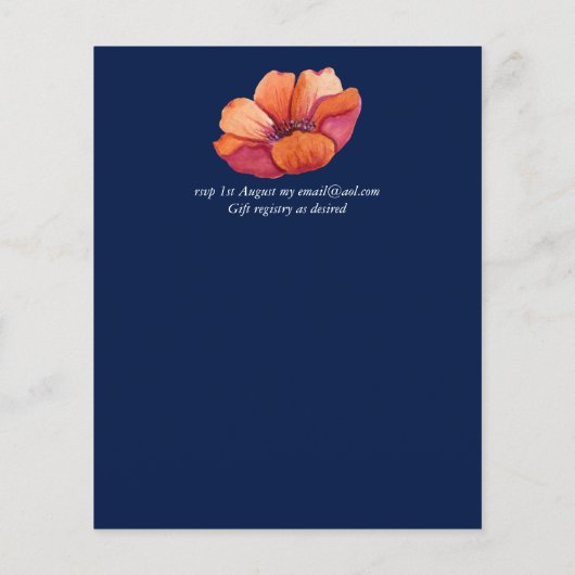 Ginger Navy Autumn Fall Wedding Invitation BUDGET (Achterkant)