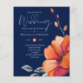 Ginger Navy Autumn Fall Wedding Invitation BUDGET (Voorkant)