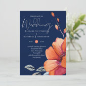 Ginger Navy Blue Autumn Fall Wedding nodigt Envl u (Staand voorkant)