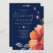 Ginger Navy Blue Autumn Fall Wedding nodigt Envl u (Voorkant / Achterkant)