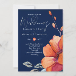 Ginger Navy Blue Autumn Fall Wedding nodigt Envl u