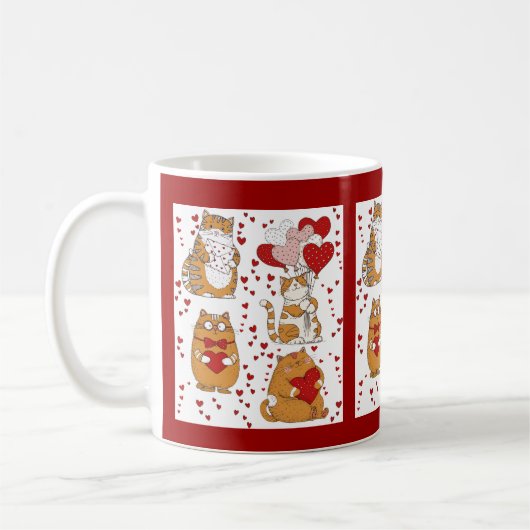 Ginger orange cat Valentine  Koffiemok (Links)