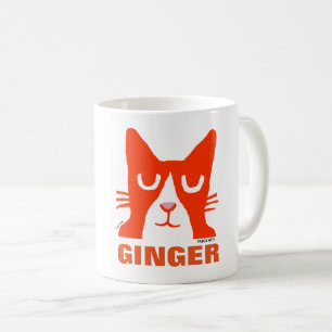 GINGER ORANJE CAT Panda Kat Coffee Mok. Koffiemok