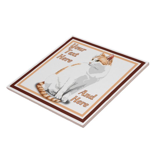 Ginger Oranje en White Cat - Gepersonaliseerd Tegeltje (Zijkant)