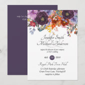 Ginger Paars najaar Herfst Floral Wedding Invites Kaart (Voorkant / Achterkant)