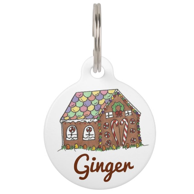 Ginger Personalized Gingerbrood House Pet Dog Labe Huisdierpenning (Voorkant)