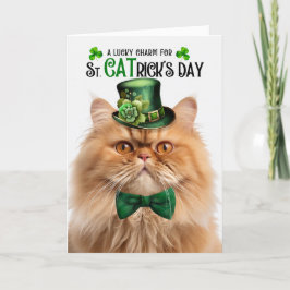 Ginger Perzische Kat Lucky Charm St CATrick's Day Feestdagen Kaart