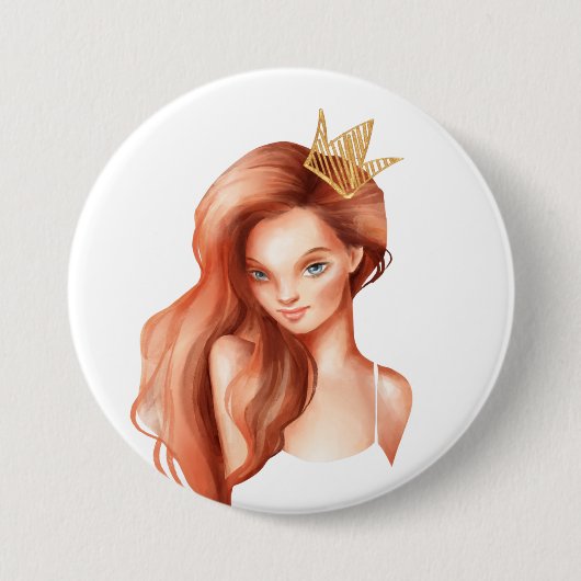 Ginger princess ronde button 7,6 cm (Voorkant)