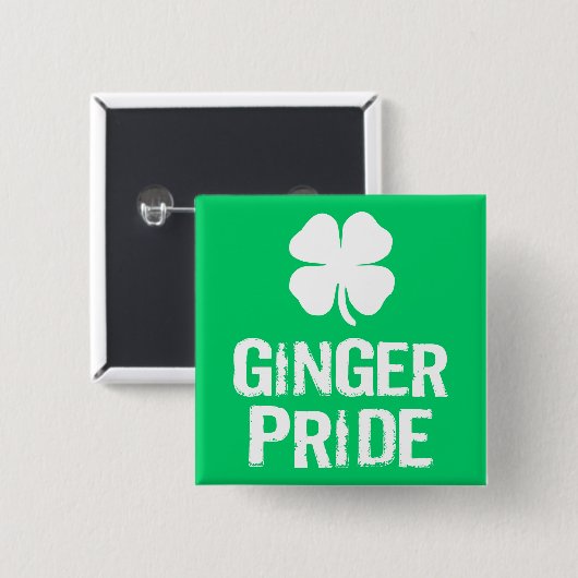 GINGER PRIORITEIT MET SHAMROCK VIERKANTE BUTTON 5,1 CM (Voorkant /achterkant)