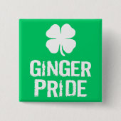 GINGER PRIORITEIT MET SHAMROCK VIERKANTE BUTTON 5,1 CM (Voorkant)