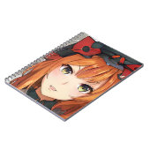 Ginger red hire anime meisje groene ogen zwarte ro notitieboek (Linkerzijde)