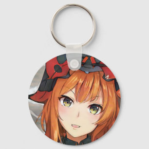 Ginger red hire anime meisje groene ogen zwarte ro sleutelhanger