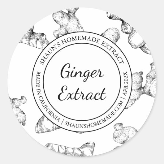 Ginger Root Extract Schets Modern label (Voorkant)