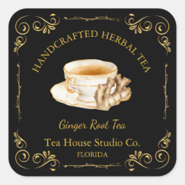  Ginger Root Tea Square Label