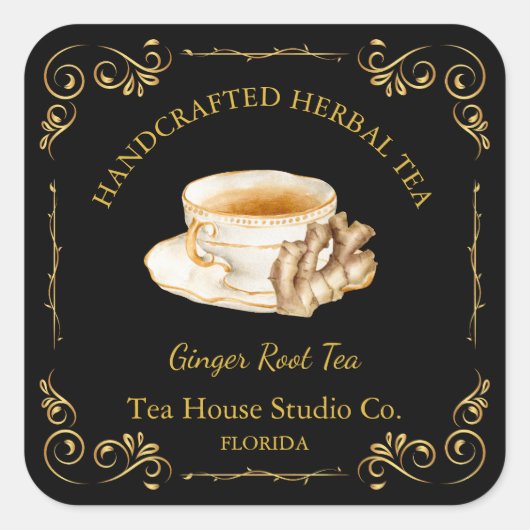  Ginger Root Tea Square Label (Voorkant)