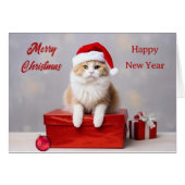 Ginger Santa Claus Cat Christmas Kaart (Voorkant Horizontaal)