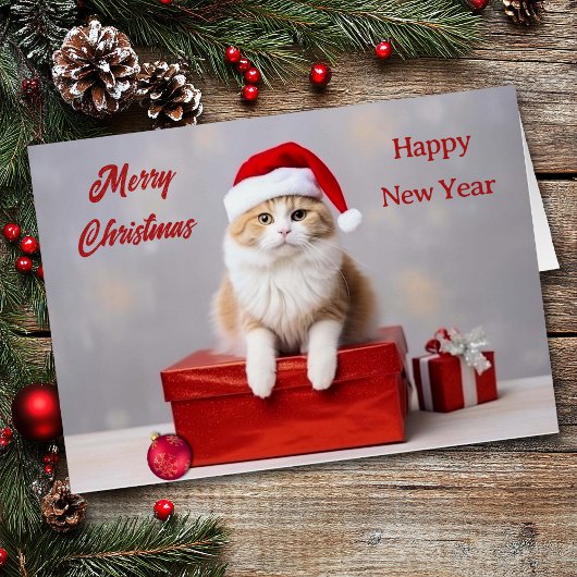 Ginger Santa Claus Cat Christmas Kaart