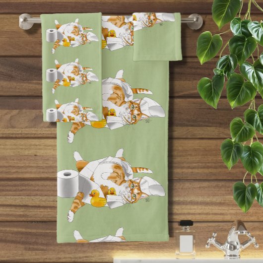 Ginger Sinaasappel Cat Funny Toilet Papier Bad Handdoek