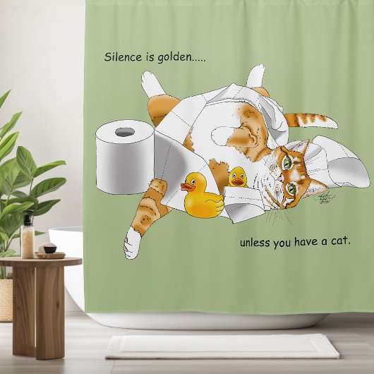 Ginger Sinaasappel Cat Funny Toilet Papier Douchegordijn