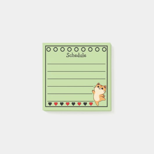 Ginger Sinaasappel Cat Schema Groen Post-it® Notes (Voorkant)