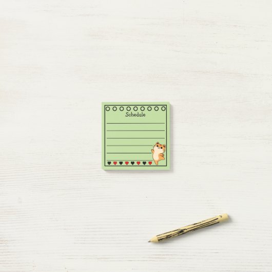 Ginger Sinaasappel Cat Schema Groen Post-it® Notes (Op bureau)