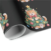 Ginger Sinaasappel Kat Kerstboom Schattige Xmas Cadeaupapier (Rol Hoek)