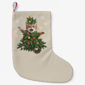 Ginger Sinaasappel Kat Kerstboom Schattige Xmas Kleine Kerstsok (Voorkant)