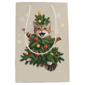 Ginger Sinaasappel Kat Kerstboom Schattige Xmas Medium Cadeauzakje (Voorkant)