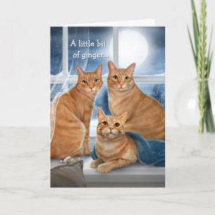 Ginger Sinaasappel Tabby Cat Merry Christmas Feestdagen Kaart