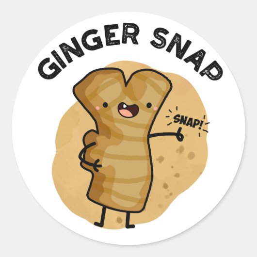 Ginger Snap Funny Food Herb Spice Pun Ronde Sticker (Voorkant)