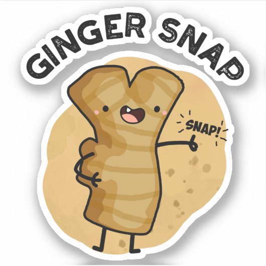 Ginger Snap Funny Food Herb Spice Pun Sticker (Voorkant)