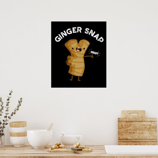 Ginger Snap Grappig Voedsel Kruid Spice Pun Dark B Poster (Keuken)