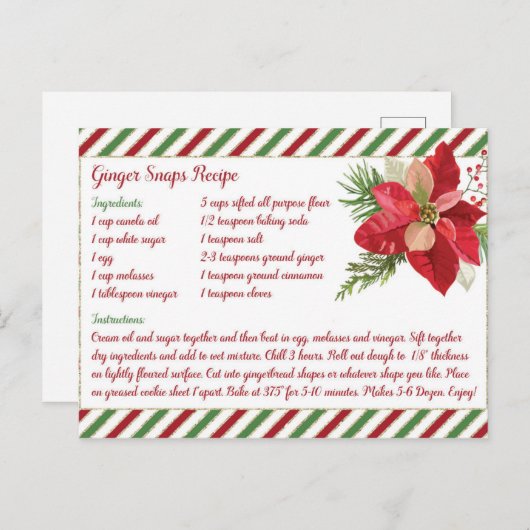 Ginger Snaps Recipe Briefkaart (Voorkant / Achterkant)