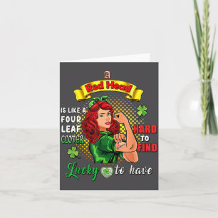 Ginger St. Patrick Dag Ierse Vrouwen Gelukkig Rood Kaart