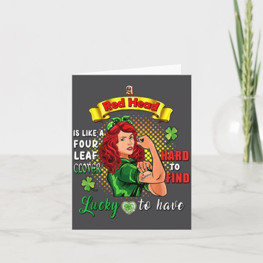 Ginger St Patrick Dag Ierse Vrouwen Gelukkig Roodh Kaart (Voorkant)