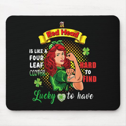Ginger St Patrick Day Irish Women Lucky Redhead Sh Muismat (Voorkant)