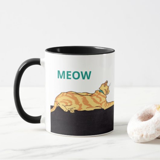 Ginger Striped Cat MEOW Mok (Met donut)