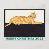 Ginger Striped Cat Merry Kerstmis Briefkaart (Voorkant)