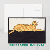 Ginger Striped Cat Xmas Tiger Jaar Briefkaart (Voorkant / Achterkant)