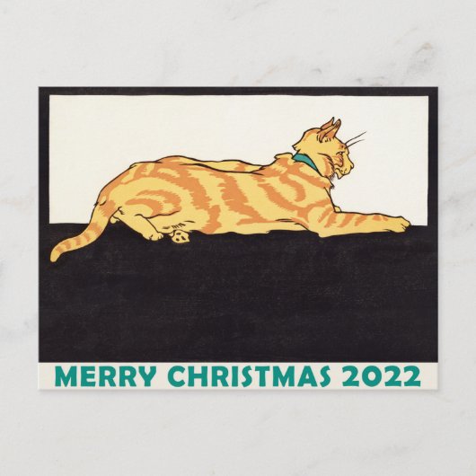 Ginger Striped Cat Xmas Tiger Jaar Briefkaart (Voorkant)