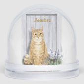 Ginger Tabby Cat at Lavender Door Personalized Sneeuwbol (Voorkant)