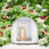 Ginger Tabby Cat at Lavender Door Personalized Sneeuwbol (Kerstmis)