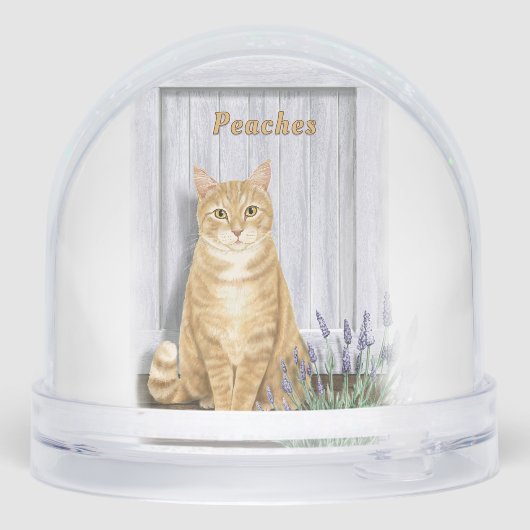 Ginger Tabby Cat at Lavender Door Personalized Sneeuwbol (Achterkant)