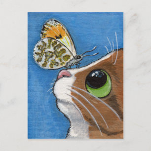 Ginger Tabby Cat en Butterfly Briefkaart