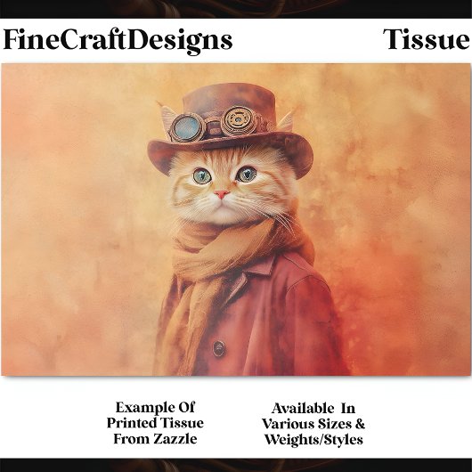 Ginger Tabby Cat, Extra Achtergrond DV7L Decoupage Tissuepapier