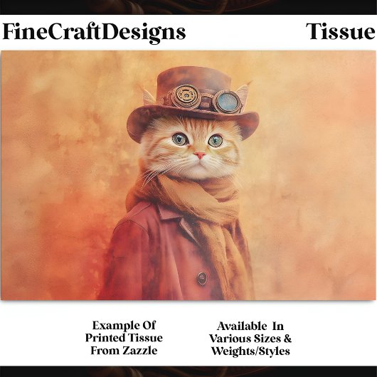 Ginger Tabby Cat, Extra Achtergrond DV7R Decoupage Tissuepapier