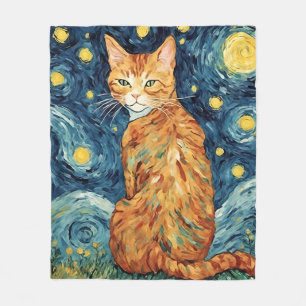 Ginger Tabby Cat in de Sterrennacht Fleece Deken